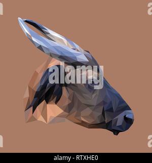 Wild cow low poly design. Triangle vector illustration. Stock Vector