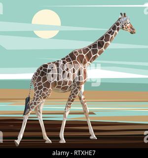 Giraffe low poly design. Triangle vector illustration. Stock Vector