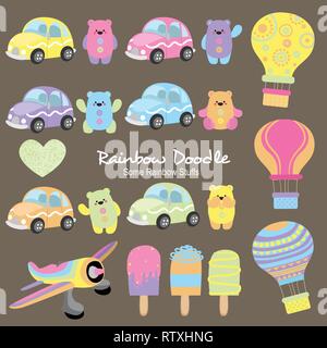 Rainbow Doodle Collection Stock Vector