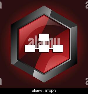 Database hexagonal glossy dark red and black web icon, vector illustration in eps 10 Stock Vector