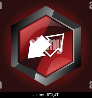 Exchange hexagonal glossy dark red and black web icon, vector illustration in eps 10 Stock Vector