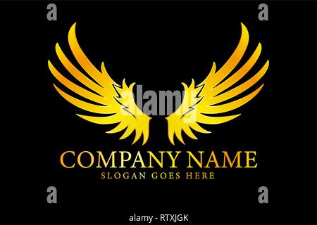 Golden wings logo, vector, illustration, eps file Stock Vector