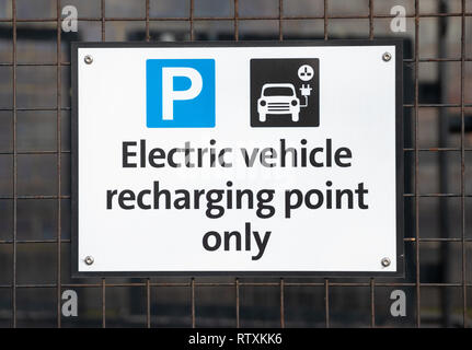 Electric Vehicle Recharging Point sign Stock Photo