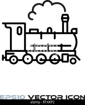 Steam locomotive flat line icon vector illustration Stock Vector