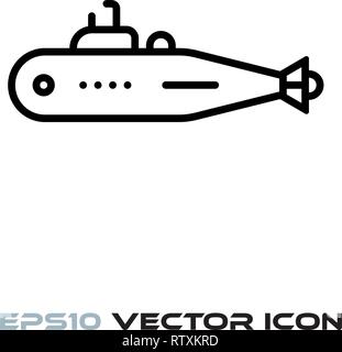 Submarine flat line icon vector illustration Stock Vector
