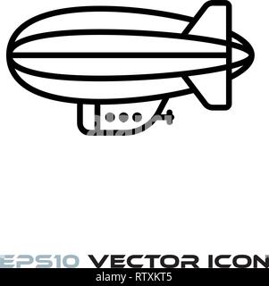 Blimp or zeppelin flat line icon vector illustration Stock Vector