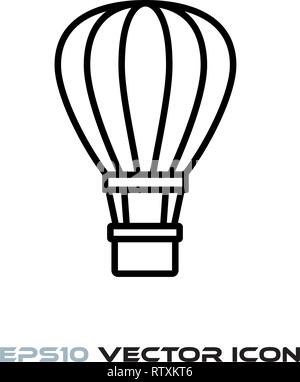 Hot air balloon flat line icon vector illustration Stock Vector
