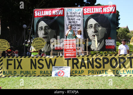 Sydney, Australia. 3rd March 2019. Protesters gathered at Hyde park to listen to speakers before marching through Sydney to demand action on a variety Stock Photo