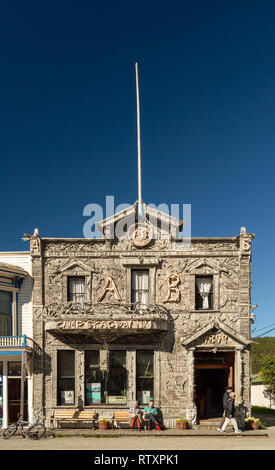 September 15, 2018 - Skagway, Alaska: Facade of historic Arctic Brotherhood Hall, build approx. 1899 and adorned with over 8,800 pieces of driftwood. Stock Photo