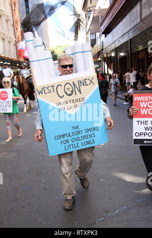 Sydney, Australia. 3rd March 2019. Protesters gathered at Hyde park to listen to speakers before marching through Sydney to demand action on a variety Stock Photo