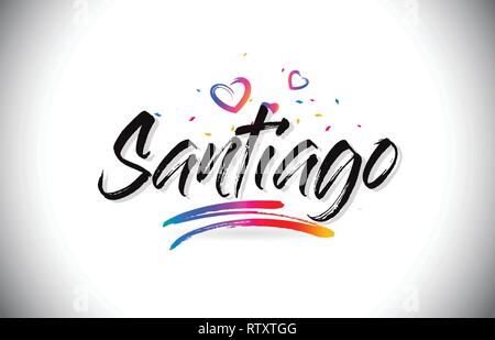Download Santiago Welcome To Creative Text Handwritten Font With Purple Pink Colors Design Vector Illustration Stock Vector Image Art Alamy SVG Cut Files