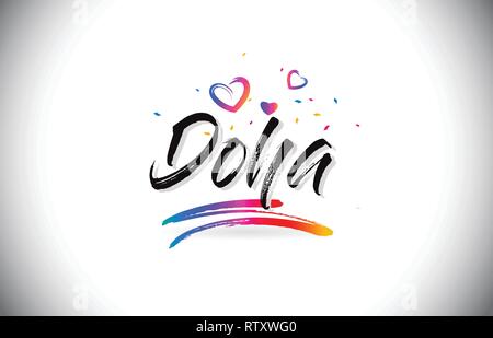 Doha Welcome To Word Text with Love Hearts and Creative Handwritten Font Design Vector Illustration. Stock Vector