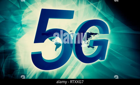 5G technology symbol 3d conception Stock Photo