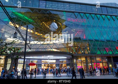 Main entrance gate in MyZeil, a modern shopping mall in the center of Frankfurt, designed by italian architect Mas Stock Photo