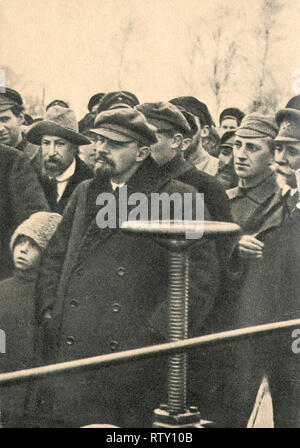 Lenin V.I. on the test of the first Soviet electrowire in Moscow Stock Photo