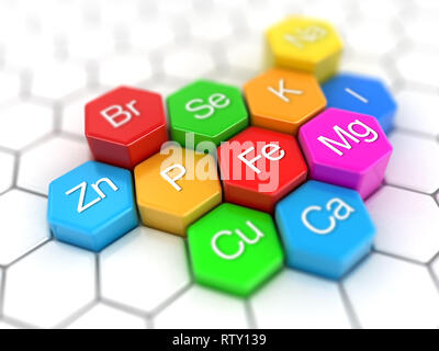 Nutrition elements on honeycomb Stock Photo