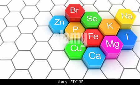Nutrition elements on honeycomb Stock Photo