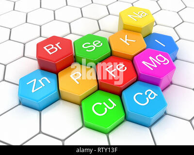 Nutrition elements on honeycomb Stock Photo