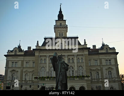 NOVI SAD, SERBIA - September 21th 2018 - Monument of Svetozar Miletic in front of City hall Stock Photo