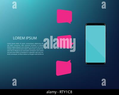 Smartphone Technology Digital Network Concept Dark Blue Background Vector Stock Vector