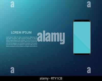 Smartphone Technology Digital Network Concept Dark Blue Background Vector Stock Vector
