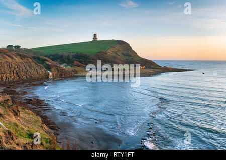 Kimmeridge in Dorset, looking out over the bay to Clavell Tower Stock Photo