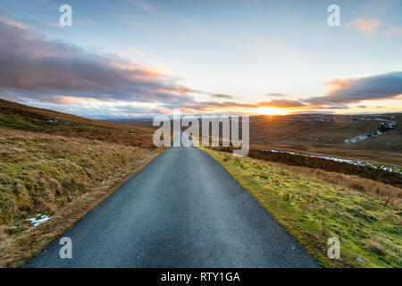 Sunset on the Pennine Way at Tan Hill in the Yorkshire Dales Stock Photo