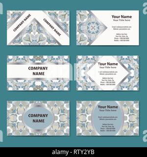 Set of business cards with ethnic ornament. Stock Vector