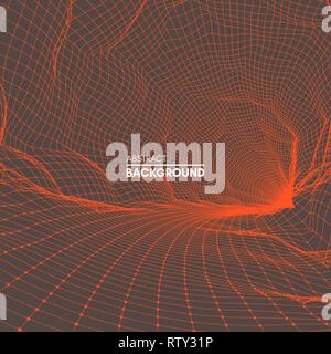 Abstract tunnel grid. 3d vector illustration. Can be used as digital dynamic wallpaper, technology background. Stock Vector
