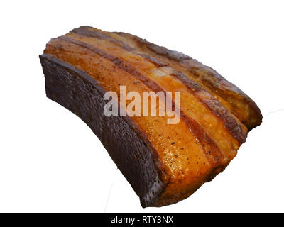 smoked lard on the nature in the smokehouse, hot smoked Stock Photo