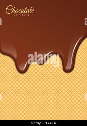 Melted Chocolate Syrup. Leaking Drops. Sweet Design. Vector illustration Stock Vector