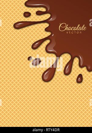 Melted Chocolate Syrup. Leaking Drops. Sweet Design. Vector illustration Stock Vector