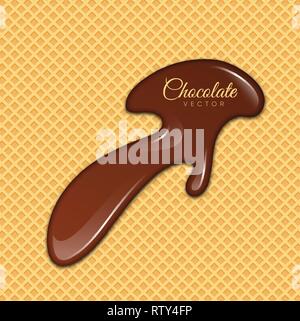 Melted Chocolate Syrup. Leaking Drops. Sweet Design. Vector illustration Stock Vector