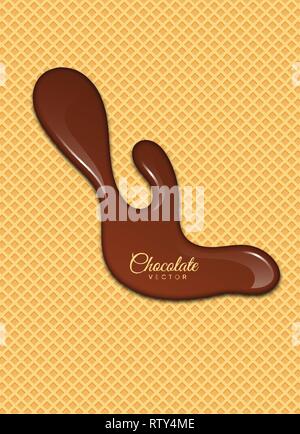 Melted Chocolate Syrup. Leaking Drops. Sweet Design. Vector illustration Stock Vector