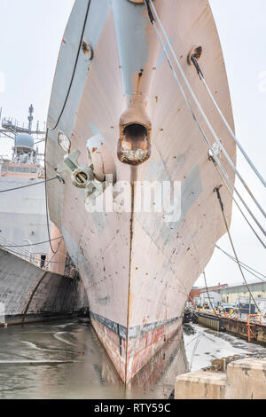 decommissioned ships at The Navy Yard, formerly the Philadelphia Naval Shipyard Stock Photo