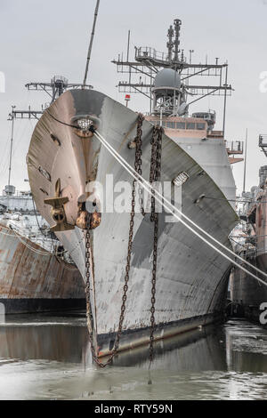 decommissioned ships at The Navy Yard, formerly the Philadelphia Naval Shipyard Stock Photo