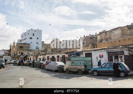 CASABLANCA, MOROCCO - MARCH 2, 2019:   People on the streets of Old Medina in Casablanca, Morocco. Stock Photo