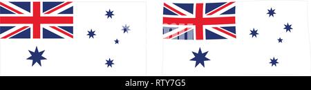 Commonwealth of Australia naval flag variant (Australian White Ensign). Simple and slightly waving version. Stock Vector