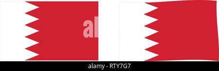 Kingdom of Bahrain flag. Simple and slightly waving version. Stock Vector