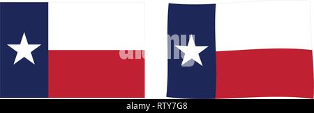 State of Texas flag. Simple and slightly waving version. Stock Vector