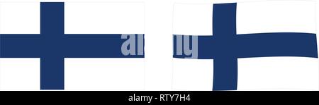 Republic of Finland flag. Simple and slightly waving version. Stock Vector