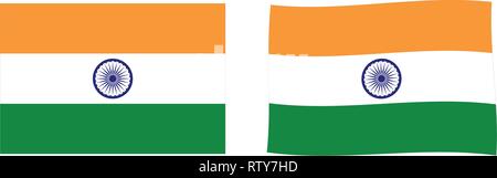 Flag of India. Simple and slightly waving version. Stock Vector
