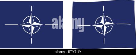 North Atlantic Treaty Organization (NATO) flag. Simple and slightly waving version. Stock Vector