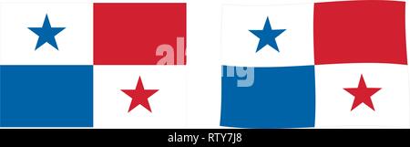 Republic of Panama flag. Simple and slightly waving version. Stock Vector
