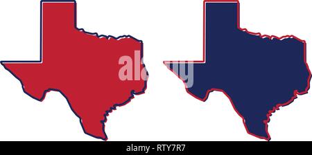 Simplified map of Texas outline. Fill and stroke are state colours. Stock Vector