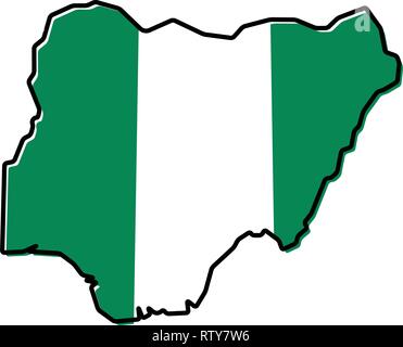 Nigeria simple map outline - smooth simplified country shape map vector ...