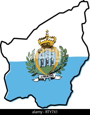 Line map of San Marino vector stock illustration design template ...