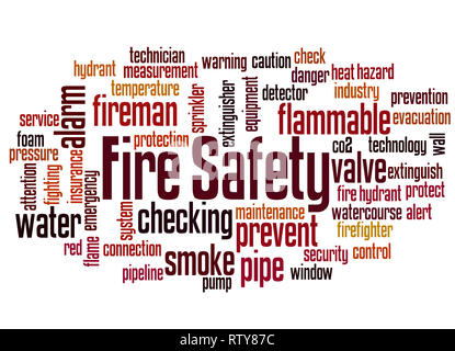 Fire Safety word cloud concept on white background. Stock Photo