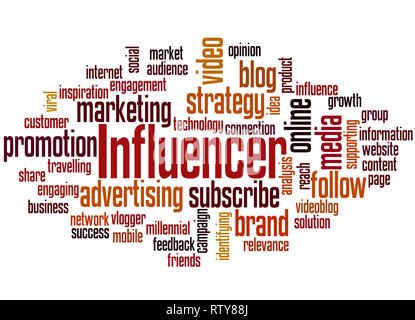 Influencer word cloud concept on white background. Stock Photo