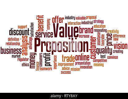Value Proposition word cloud concept on white background. Stock Photo